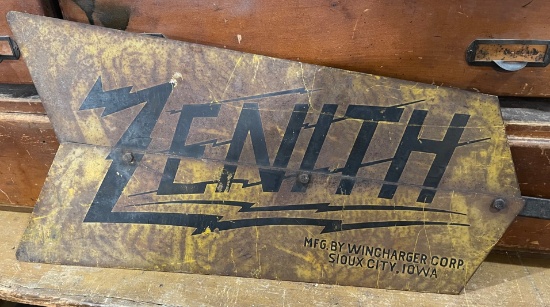OLD "ZENITH" WINDMILL TAIL WITH ADVERTISING FROM SIOUX CITY IOWA