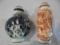 TWO OLDER SNUFF BOTTLE WITH ORIENTAL DESIGN CARVED