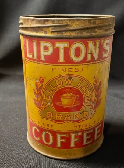 LIPTON'S YELLOW LABEL BRAND COFFEE TIN