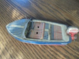 OLD TIN LITHO SPEED BOAT TOY