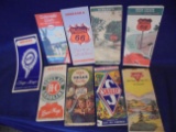 LOT OF (9) OLD ROAD MAPS WITH GAS AND OIL ADVERTISING
