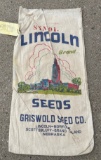 LINCOLN SEEDS - GRISWOLD SEED CO. CLOTH SACK