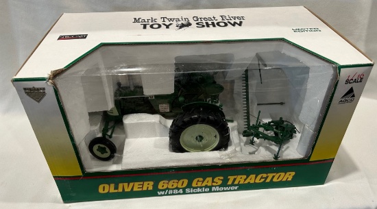 OLIVER 660 GAS TRACTOR WITH 84 SICKLE MOWER  - 2009 MARK TWAIN GREAT RIVER TOY SHOW