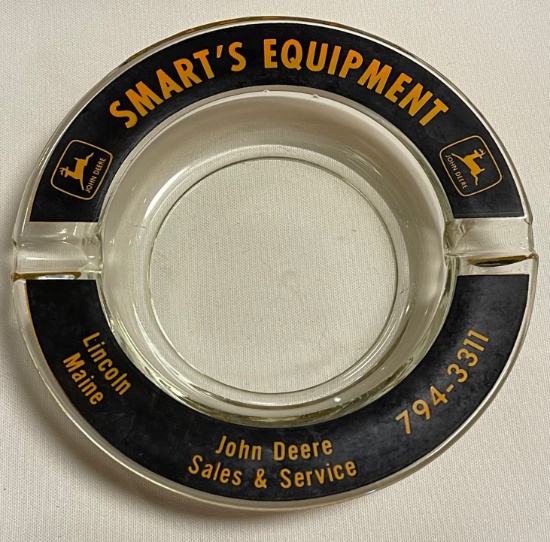 JOHN DEERE "SMART'S EQUIPMENT - LINCOLN, MAINE" ADVERTISING ASH TRAY
