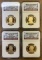 2013-S Presidential Proof Dollars - 4 Coin Set - NGC PF70 Ultra Cameo