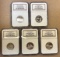 2005-S 50 State Quarters Silver Proof Set - Five Coins - NGC PF70 Ultra Cameo