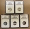 2007-S 50 State Quarters Silver Proof Set - Five Coins - NGC PF70 Ultra Cameo