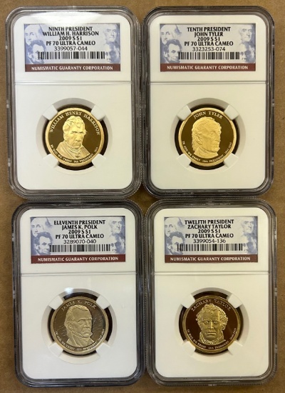 2009-S Presidential Proof Dollars - 4 Coin Set - NGC PF 70 Ultra Cameo