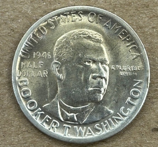1946-S Booker T. Washington Memorial Commeorative Silver Half Dollar