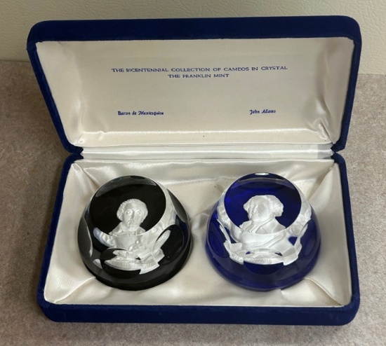 Bicentennial Collection of Cameos in Crystal - "Baron de Montesquien & John Adams"