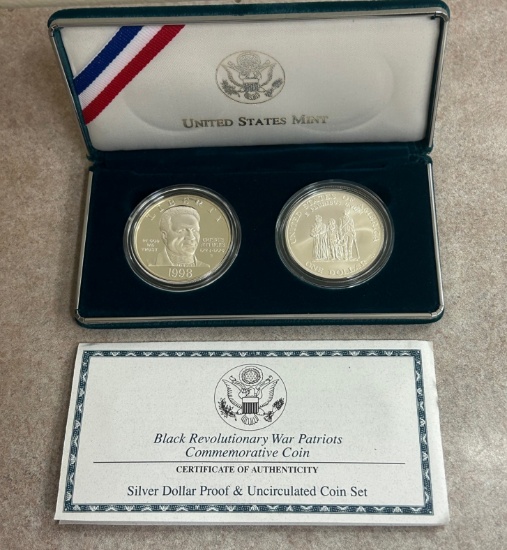 1998-S Black Revolutionary War Patriots - Two Coin Set - Proof & Uncirculated