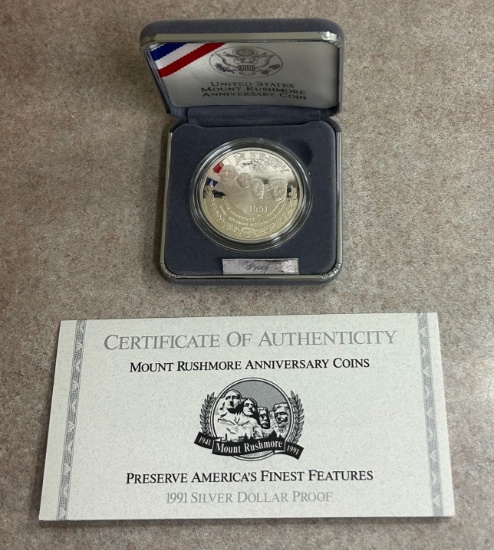 1991-S Proof Mt. Rushmore Silver Dollar