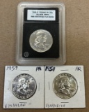 (3) 1959 Silver Proof Franklin Half Dollars
