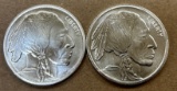 (2) 1 Oz. Fine Silver Rounds - Buffalo & Indian Design