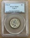 1942-P Silver Wartime Jefferson Nickel - PCGS MS66
