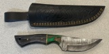 Damascus Steel Fixed Blade Knife & Sheath