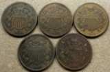 1864-1868 United States Two Cent Piece Collection - Five Total Coins