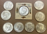 (9) 1964 Kennedy Silver Half Dollars - Phildelphia & Denver Minted