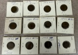 (12) Indian Head Cents - Mixed Dates