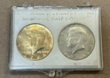 1964 P&D Kennedy Silver Half Dollars - One is Gold Plated