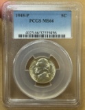 1945-P Silver Wartime Jefferson Nickel - PCGS MS66