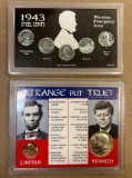 1943 Steel Wheat Cent Collection & Strange But True Coin Collection of Lincoln & Kennedy