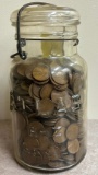 Lot of (1000) Wheat Cents in Jar
