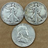 (3) 90% Silver United States Half Dollars