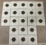 (21) Indian Head Cent Collection - Mixed Dates - All in 2x2 Flips