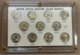 United States Wartime Silver Nickel Collection - 11 Total Coins - Uncircualted!