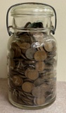 Lot of (1000) Lincoln Wheat Cents in Jar