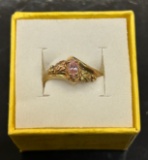 Beautiful 10K Gold Ring with Black Hills Gold & Tourmaline Gemstone - Size 7