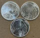 (3) 1 Oz. Fine Silver Rounds - Buffalo & Indian Design