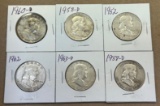 (6) Franklin Silver Half Dollars - Selling All To Go