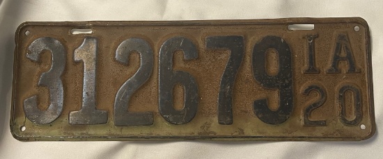 VINTAGE IOWA 1920 LICENSE PLATE