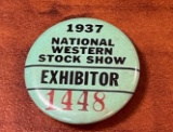 1937 NATIONAL WESTERN STOCK SHOW EXHIBITOR BADGE