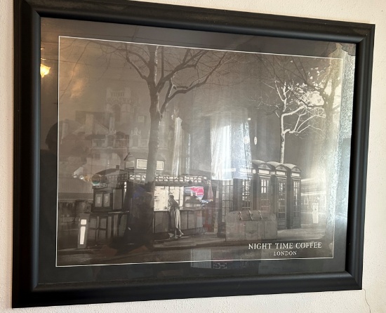 NIGHT TIME COFFEE LONDON -- FRAMED PICTURES