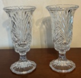 PAIR OF LEAD CRYSTAL CANDLE HOLDERS