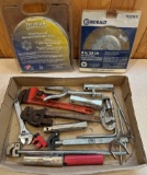 CABLE SLING - CRAFTSMAN PIPE WRENCH - WIRE BRUSH WHEEL - AND MORE