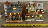 (2) LIGHTED LEFTON CHINA DISPLAYS -- BARN & GENERAL STORE