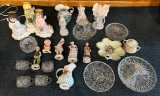 LOT OF MISC. FIGURINES - SERVING PLATERS - AND MORE