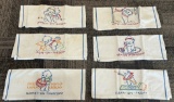 (6) VINTAGES DAYS OF THE WEEK EMBROIDERED TOWELS