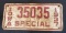 1937 IOWA SPECIAL LICENSE PLATE