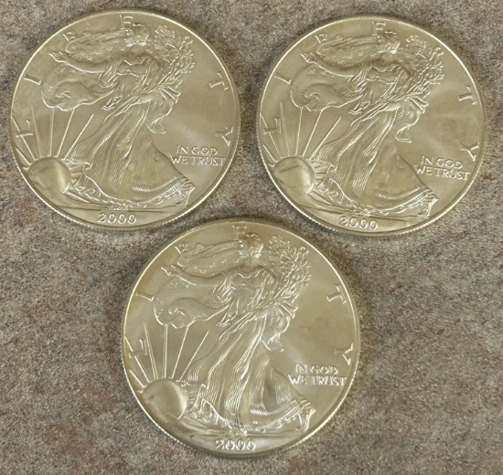(3) 2000 AMERICAN SILVER EAGLES