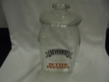 OLD STORE COUNTER JAR WITH ADV. 
