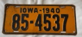 1940 IOWA LICENSE PLATE