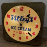 PILLEY'S ICE CREAM - ADVERTISING CLOCK  ** NO SHIPPING **