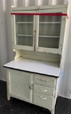 PRIMITIVE CHIPPY PAINT TWO PIECE CABINET w/ GLASS DOORS ** NO SHIPPING**