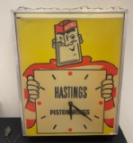 HASTINGS PISTON RINGS - ADVERTISING CLOCK  ** NO SHIPPING **