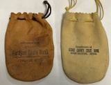 FORDYCE STATE BANK & CEDAR CO. STATE BANK LEATHER COIN BAGS
